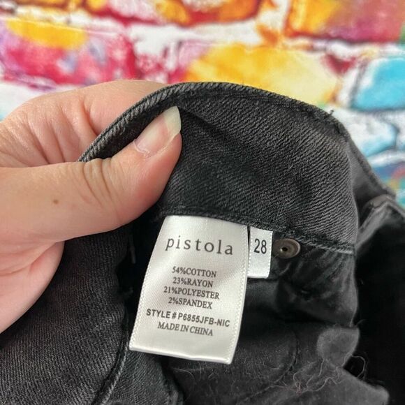 Pistola Black Denim Skinny Jeans Size 28 Stretch Zipper Ankles - Picture 7 of 7